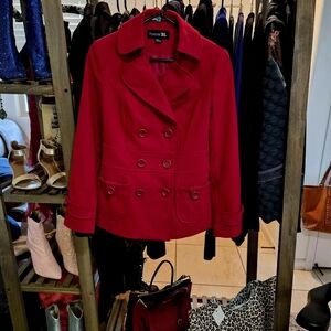 Forever 21 Women's Red Peacoat